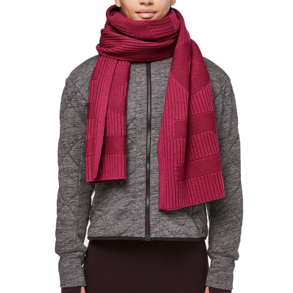 LULULEMON Stamped With Love Merino Wool Violet Pink Red Ribbed Scarf